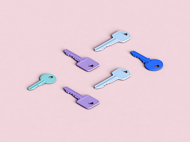Different color keys on pink background