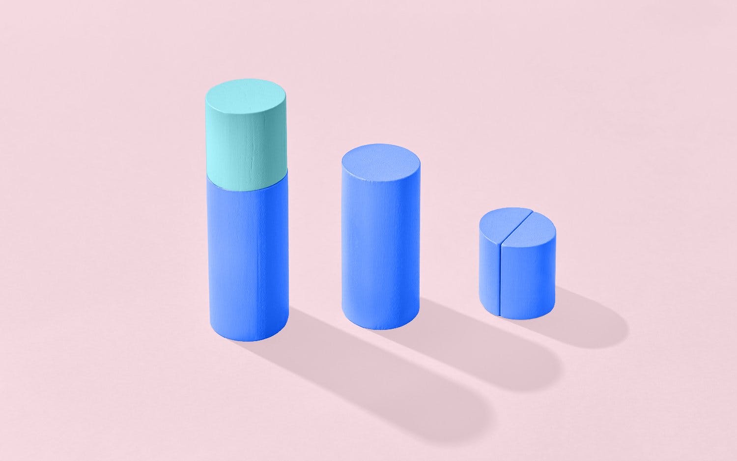 Three bars next to each other depicting a graph