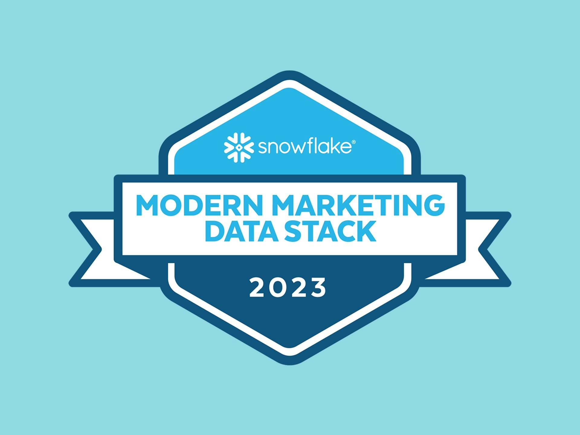 Snowflake Modern Marketing Data Stack 2023 on blue background